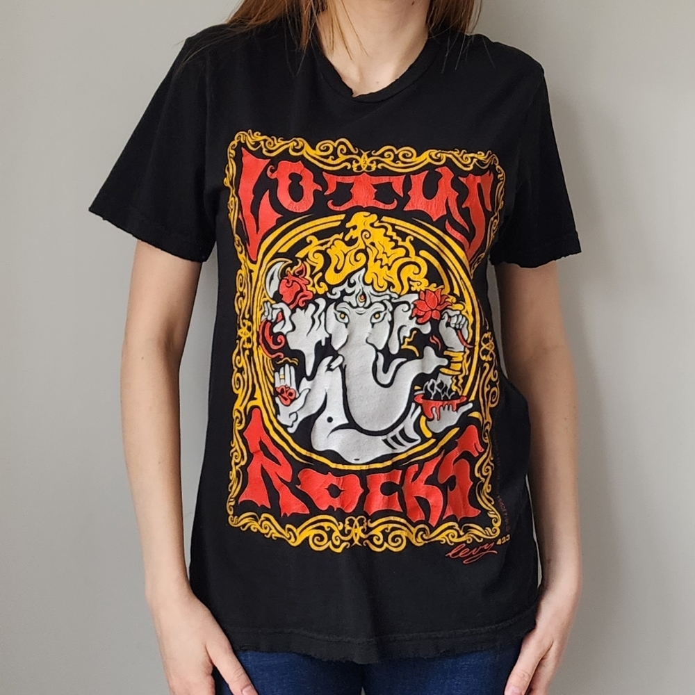 Lotus Rocks Ganesha Graphic Print TShirt S Joshua Marc Levy Asheville Art Family